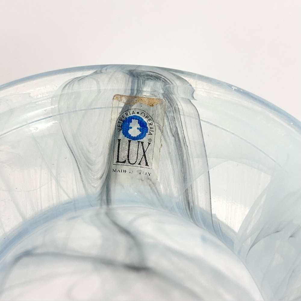 Vintage LUX Italian Glass Vase Vetreria Operaia  Blue Swirl 12” Art Glass Vase - Picture 6 of 14